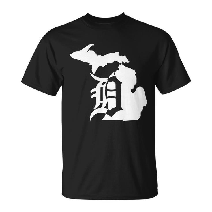 Michigan Mitten Old English D Detroit T-shirt