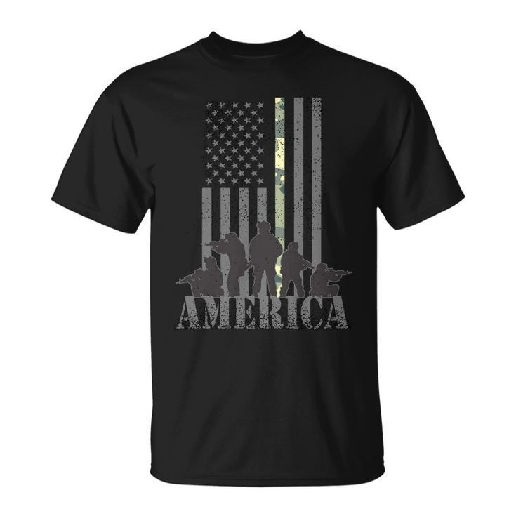 Military American Veteran Flag Usa Unisex T-Shirt