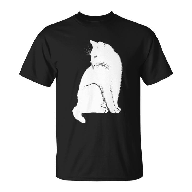 Minimalist Cute Black Cat Owner Feline Art Kitten Lover T-shirt