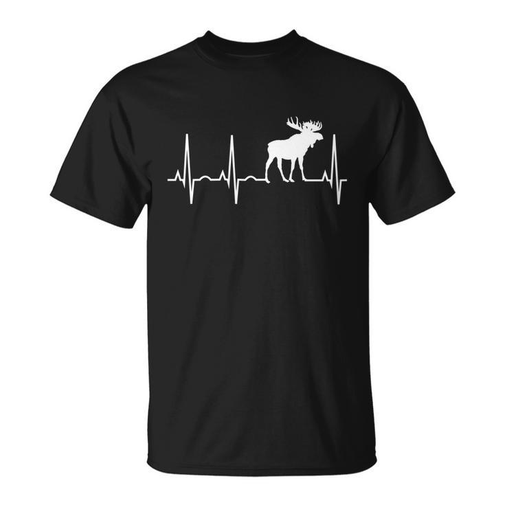 Moose Gift Moose Lover Gift Funny Gift Moose Heartbeat Gift Unisex T-Shirt