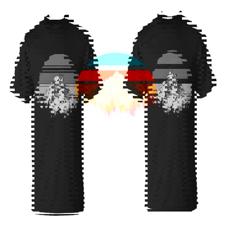 Vintage Japanese Flower Tee Mountain View Paysage Graphic