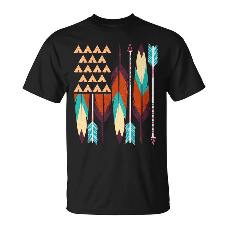Native American Flag Feathers And Arrows Unisex T-Shirt