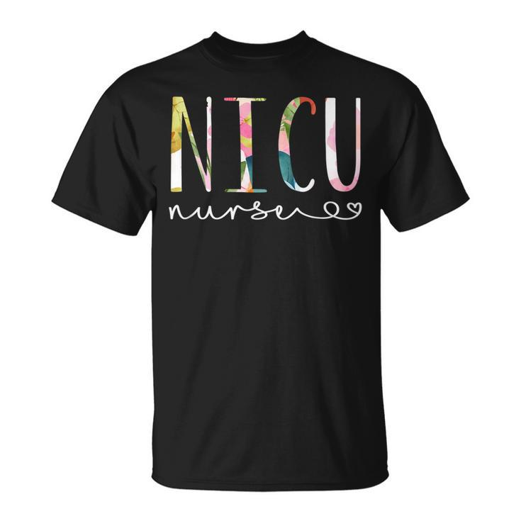 Nicu Nurse Icu Cute Floral Design Nicu Nursing  V2 Unisex T-Shirt
