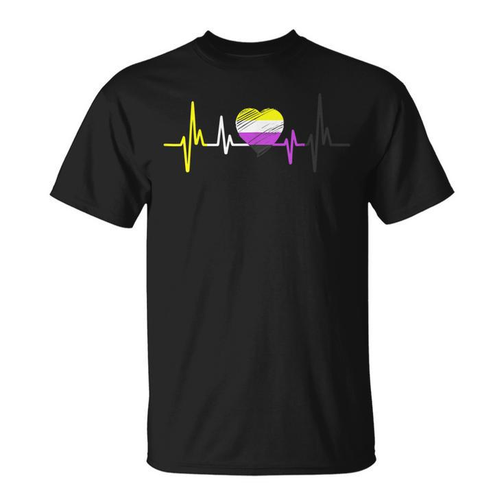 Nonbinary Pride Heartbeat Lgbt Non Binary Flag Heartbeat T-shirt