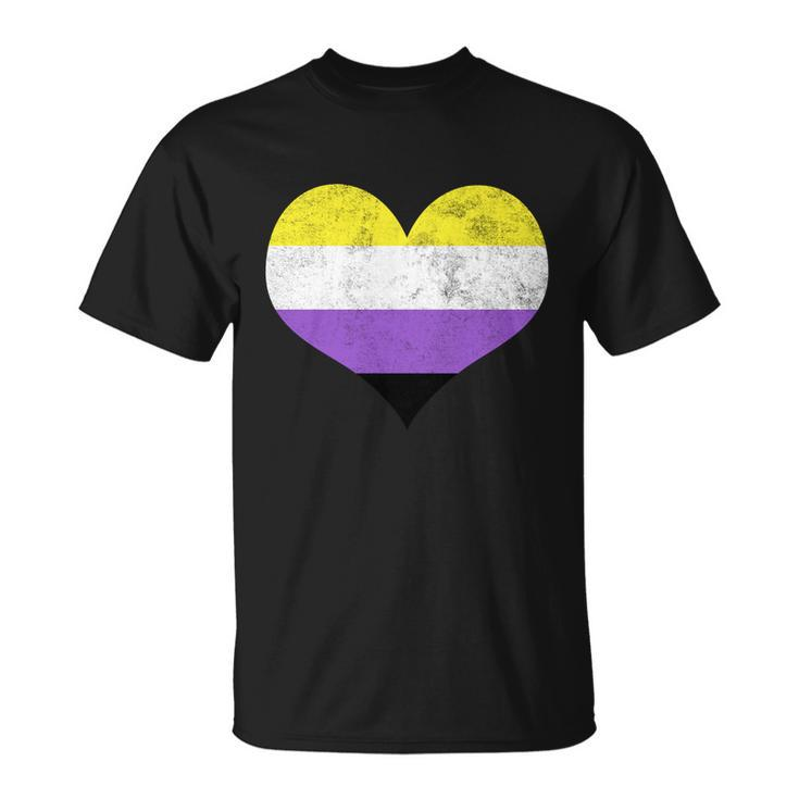 Noncute binary Heart Flag Pride Identity Lgbt Noncute binary Graphic Fun T-shirt