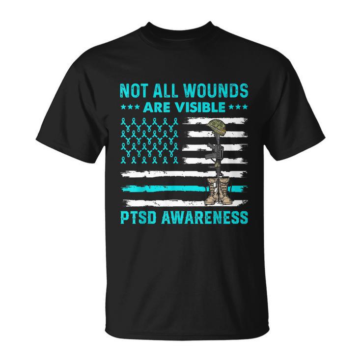 Not All Wounds Are Visible Ptsd Awareness Teal Ribbon Unisex T-Shirt