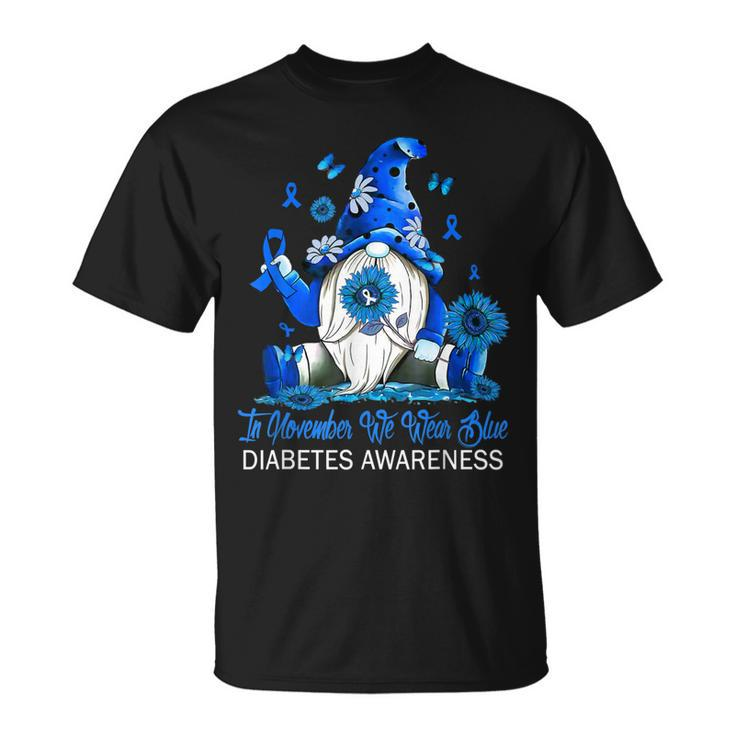 In November We Wear Blue Gnomes Gnomies Diabetes Awareness T-shirt