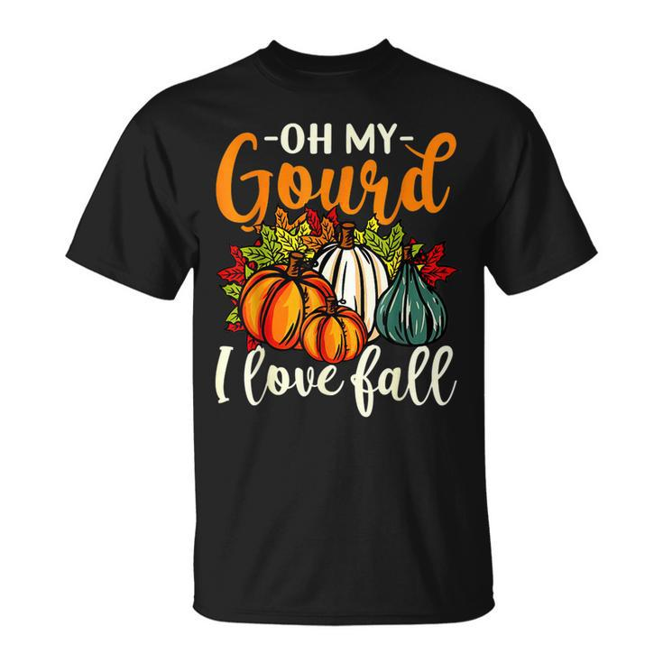 Oh My Gourd I Love Fall Pumpkin Fall Leaves Vintage T-shirt