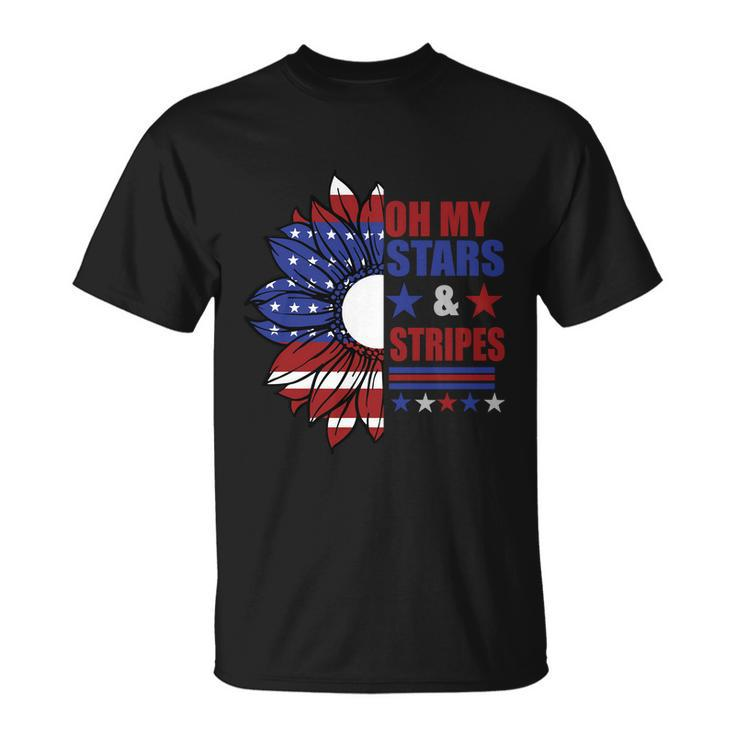 Oh My Stars Stripes Sunflower America Flag 4Th Of July Unisex T-Shirt