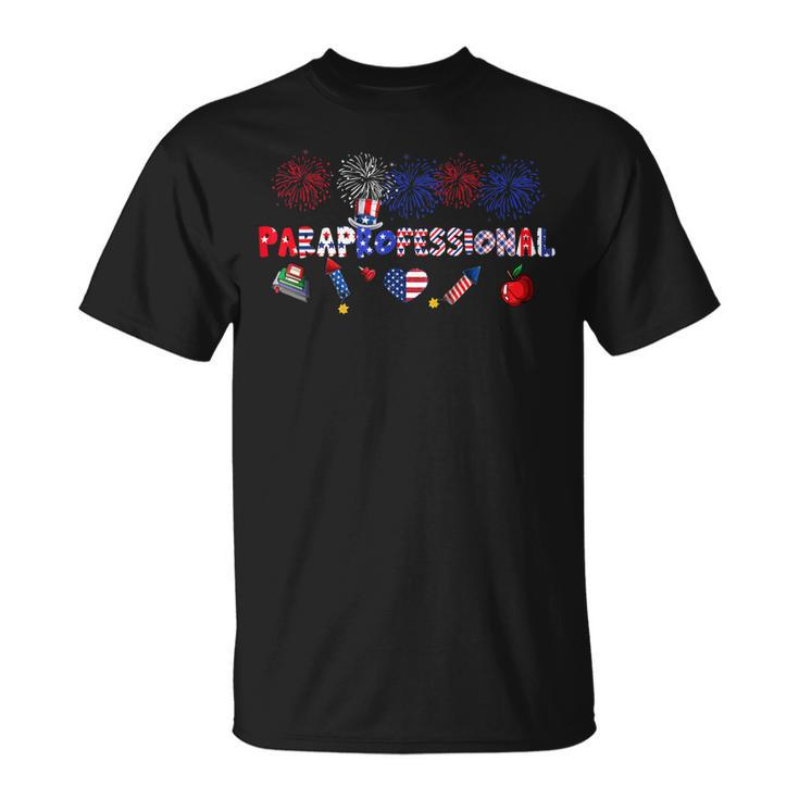 Paraprofessional Proud American Flag Fireworks 4Th Of July T-shirt