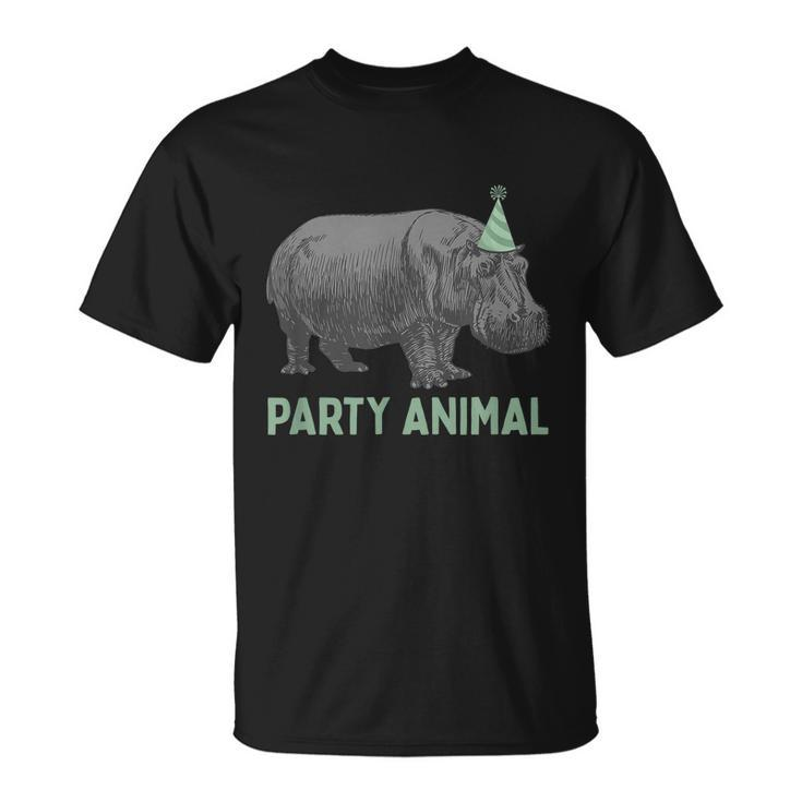 Party Animal Hippo Birthday Gift Funny Hippo Birthday Gift Unisex T-Shirt