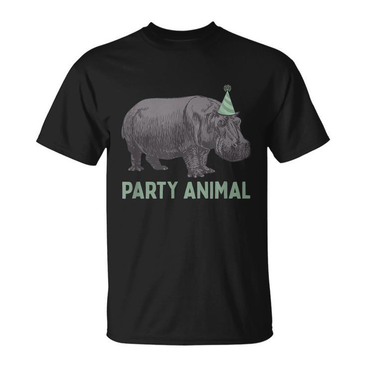 Party Animal Hippo Birthday Hippo Birthday Unisex T-Shirt