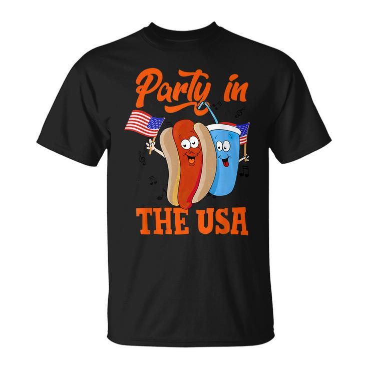 Party In The Usa  Hot Dog Love Usa Funny Fourth Of July  Unisex T-Shirt
