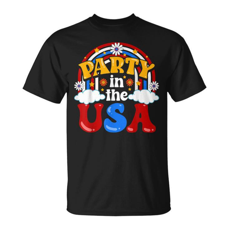 Party In The Usa Vintage Daisy Flowers 4Th Of July Patriotic  Unisex T-Shirt