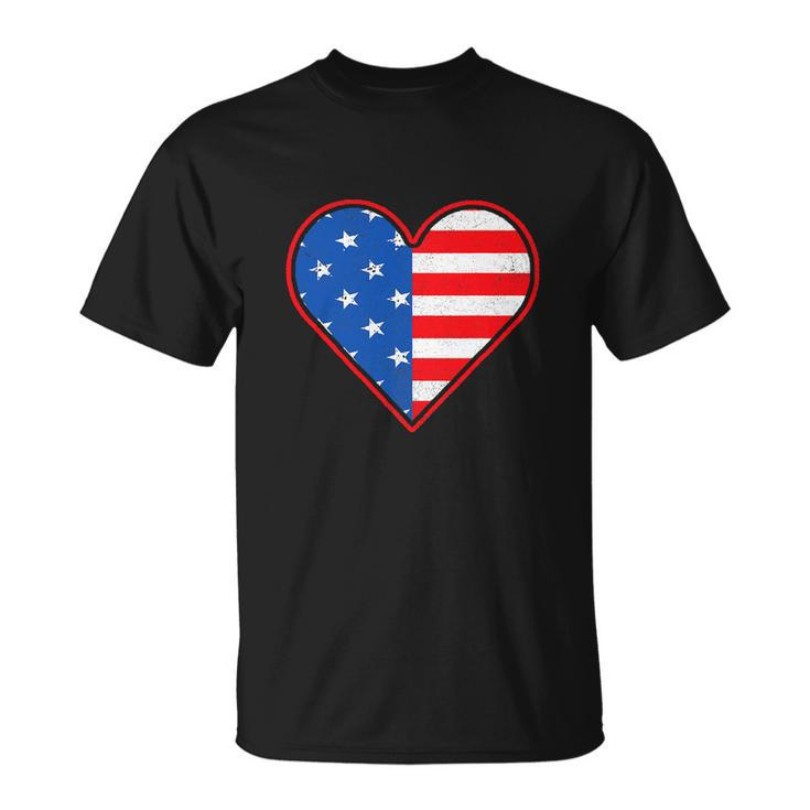 Patriotic American Flag Heart For 4Th Of July Girl Unisex T-Shirt