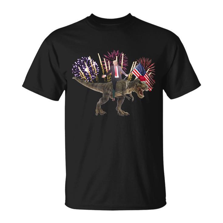 Patriotic Donald Trump On A Dinosaur Unisex T-Shirt