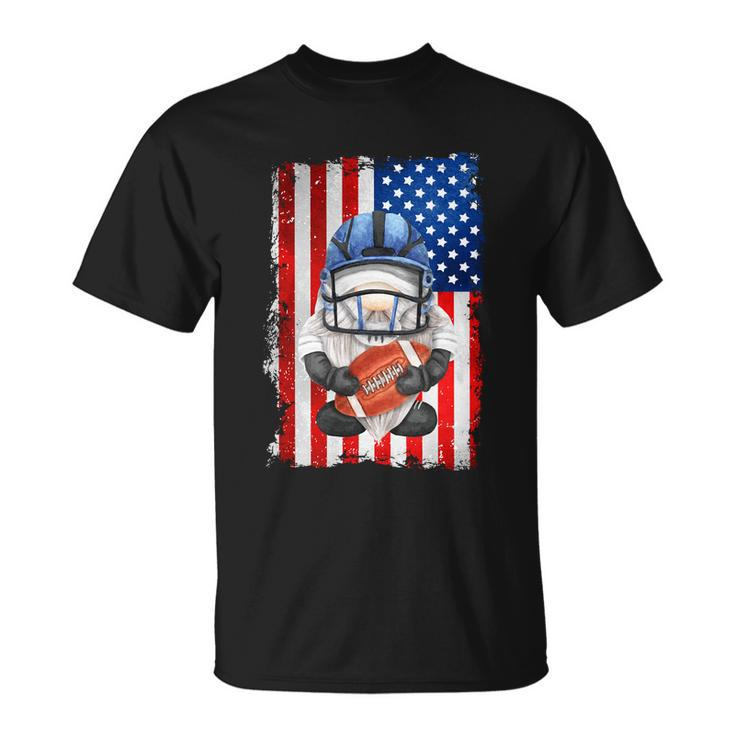 Patriotic Football Dad With Funny Gnome And American Flag Gift Unisex T-Shirt