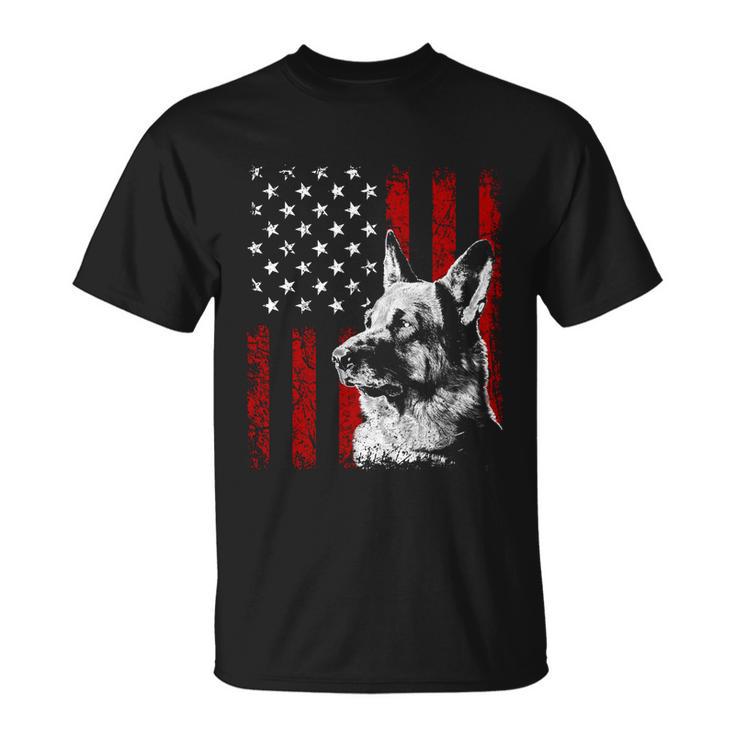 Patriotic German Shepherd American Flag Dog Gift V2 Unisex T-Shirt