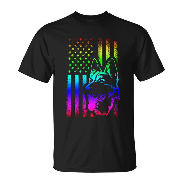 Patriotic German Shepherd American Flag Dog Lover Gift V3 Unisex T-Shirt