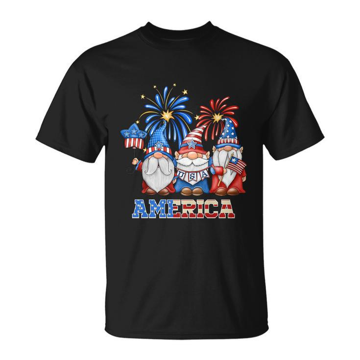 Patriotic Gnomes 4Th Of July Funny Gnome Love American Flag Gift Unisex T-Shirt