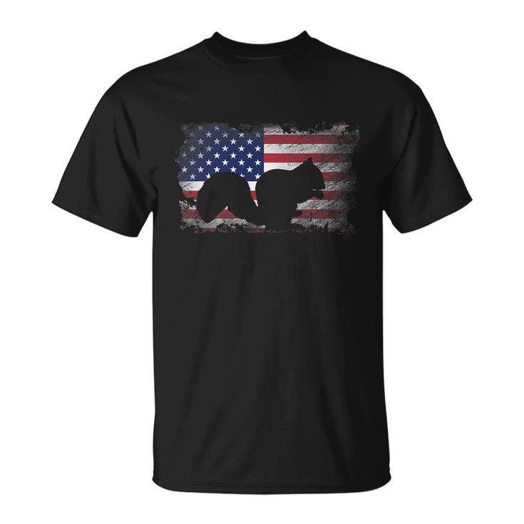 Patriotic Squirrel American Flag Cool Wild Animals Lover Unisex T-Shirt