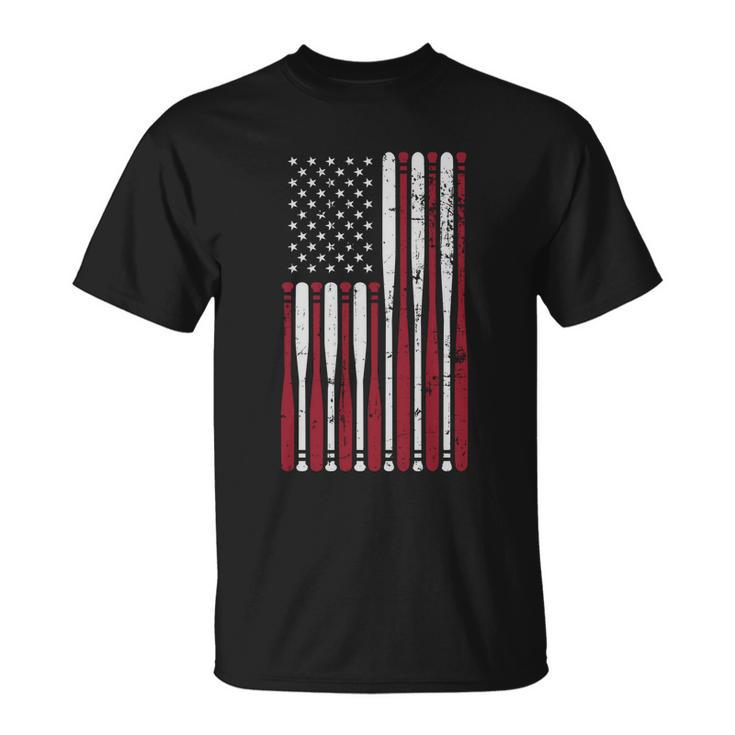 Patriotic Us American Baseball Bats And Stars Stripes Flag Great Gift Unisex T-Shirt