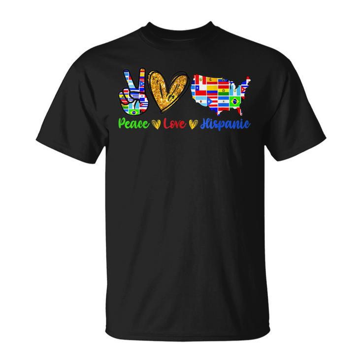 Peace Love Hispanic Heritage Month Decoration Country T-shirt