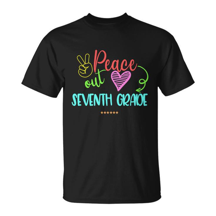 Peace Out Seventh Grade Graphic Plus Size Shirt For Teacher Female Male Students Unisex T-Shirt