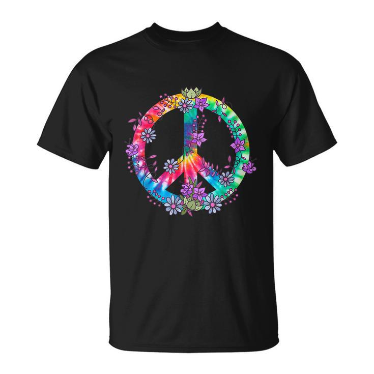 Peace Sign Love Flowers 60S 70S Tie Dye Hippie Costume Unisex T-Shirt