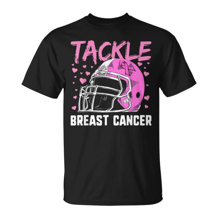 Pink Football Helmet Boys Tackle Breast Cancer T-shirt
