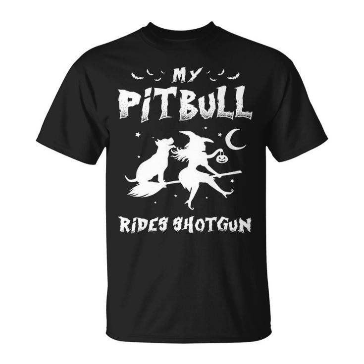 Pitbull Dog My Pitbull Rides Shotgun T-shirt