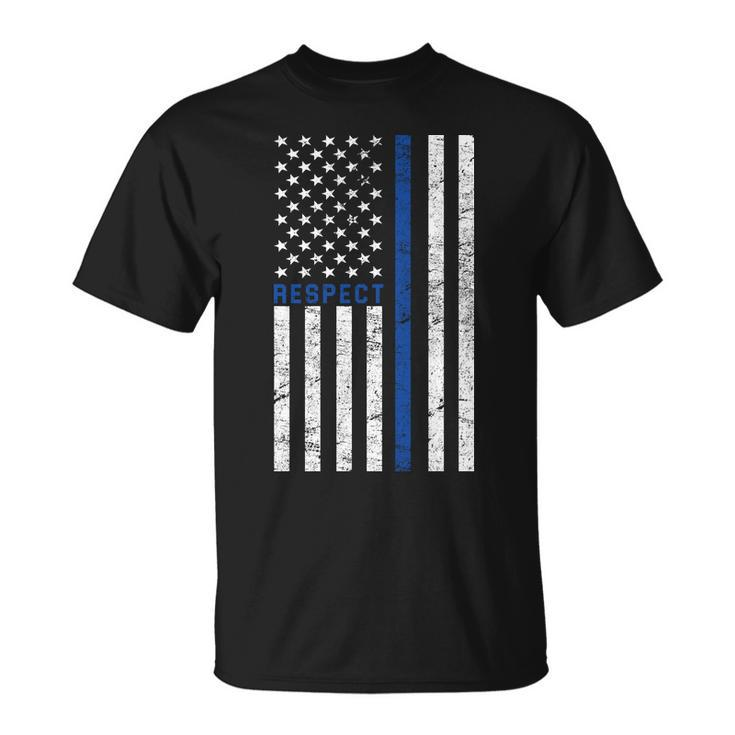 Police American Flag Respect The Blue Unisex T-Shirt