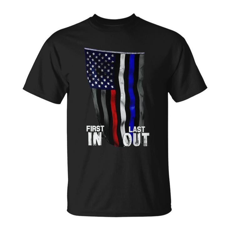 Police Fire Ems First Responder American Flag Unisex T-Shirt