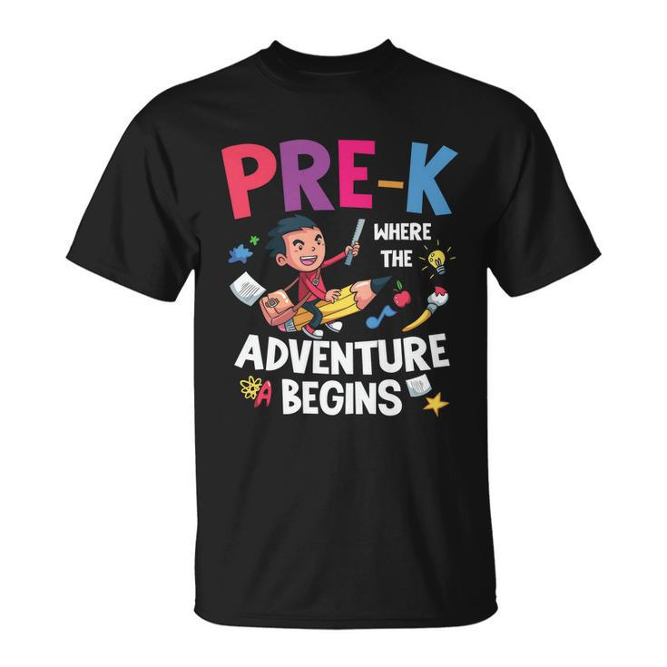 Prek Where The Adventure Begins Back To School V2 Unisex T-Shirt