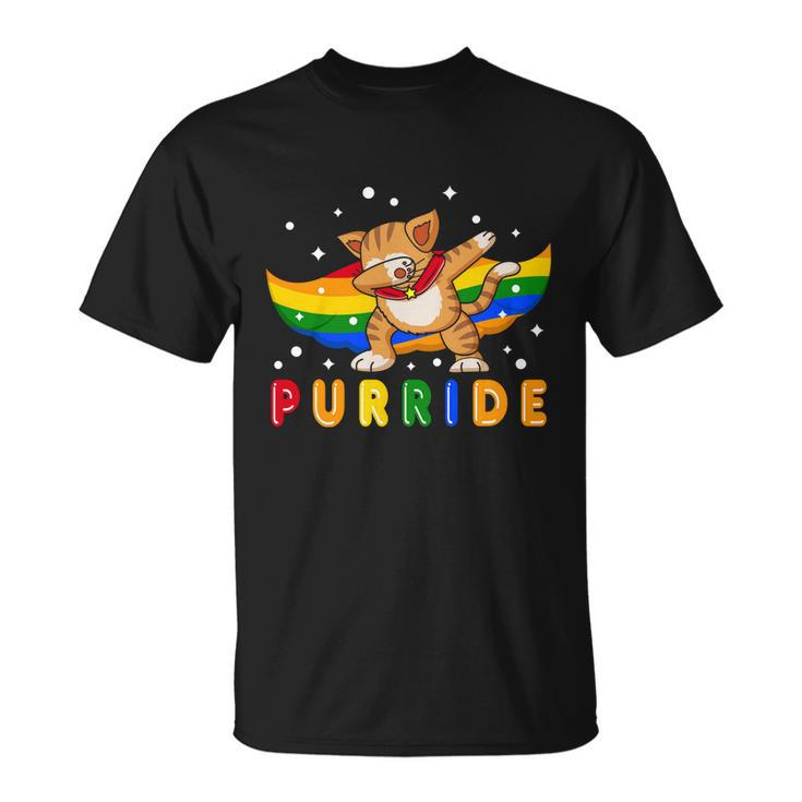 Pride Month Dabbing Purride Cat Gay Pride Lgbt Unisex T-Shirt