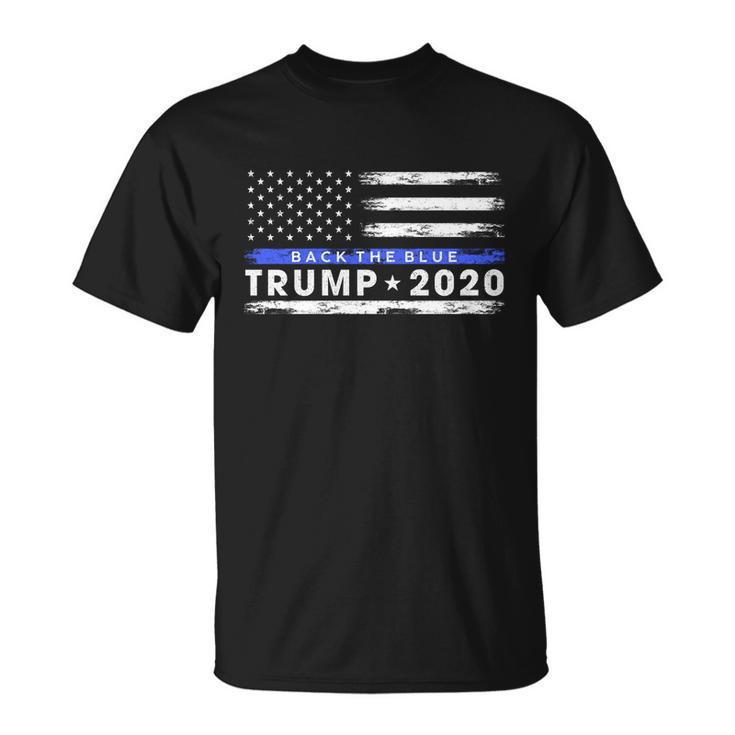 Pro Trump 2020 Back The Blue Thin Blue Line American Flag Gift Unisex T-Shirt