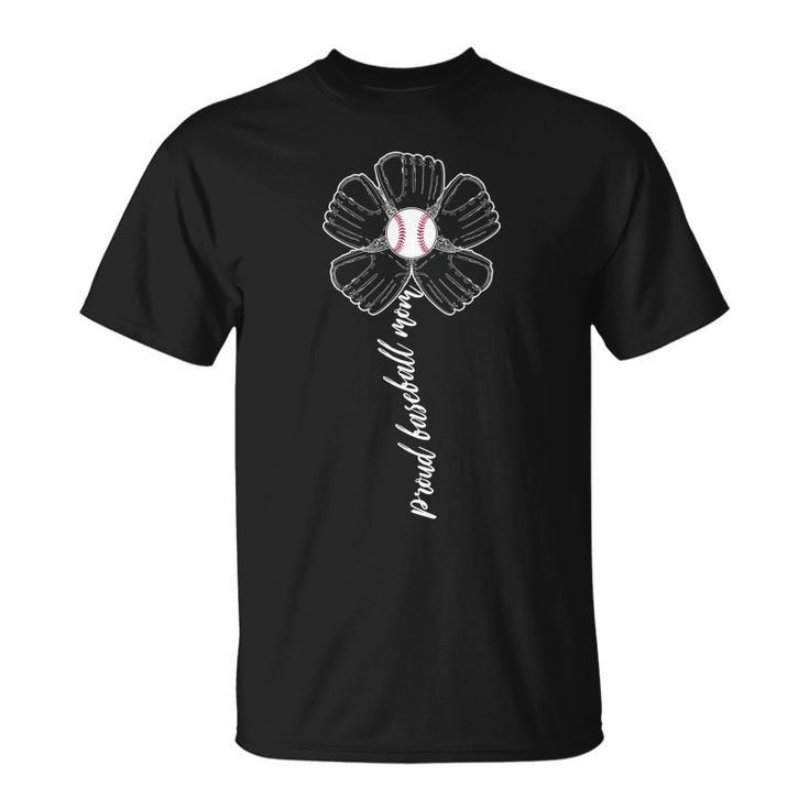 Proud Baseball Mom Flower Tshirt Unisex T-Shirt