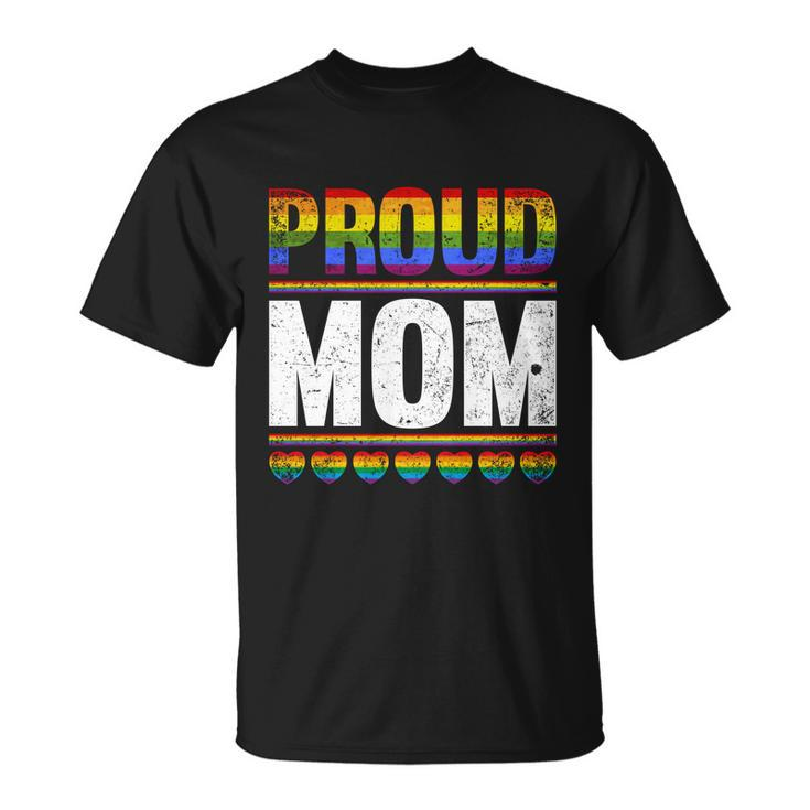 Proud Lesbian Mom Queer Mothers Day Gift Rainbow Flag Lgbt Gift Unisex T-Shirt