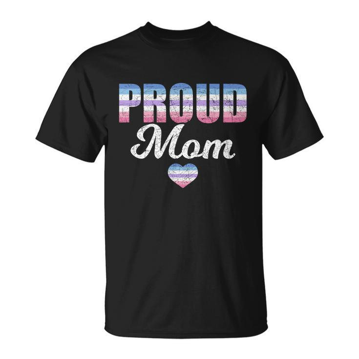 Proud Mom Bi Gender Flag Heart Mothers Day Lgbt Bigender Gift Unisex T-Shirt