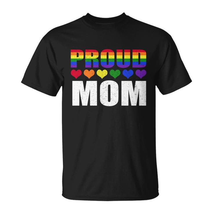 Proud Mom Lgbtmeaningful Giftq Gay Pride Ally Lgbt Parent Rainbow Heart Gift Unisex T-Shirt