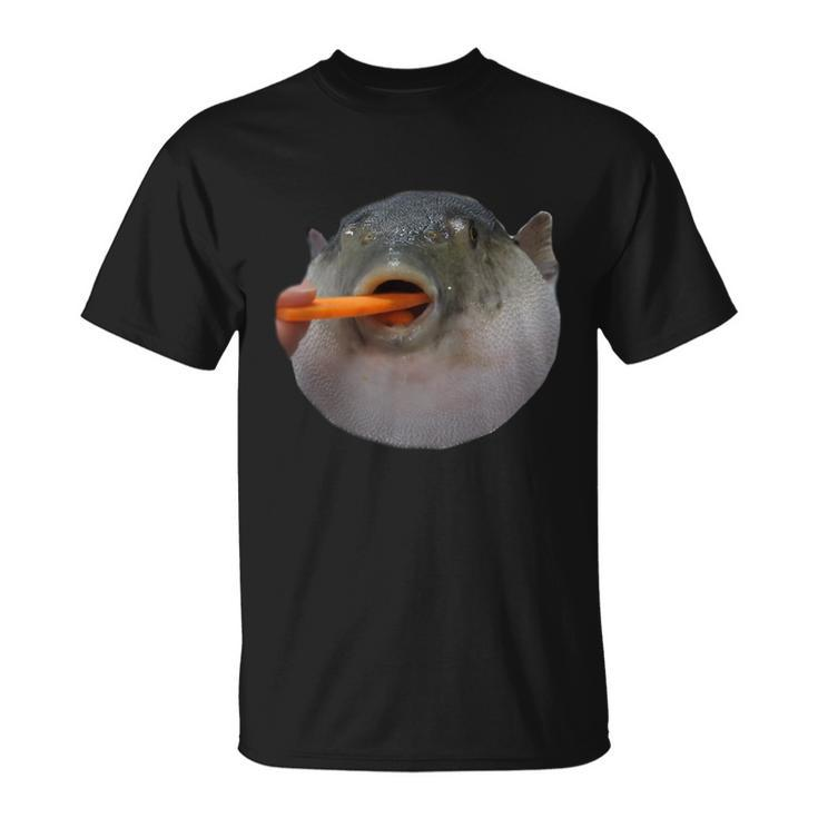 Pufferfish Eating A Carrot Meme Funny Blowfish Dank Memes Gift Unisex T-Shirt