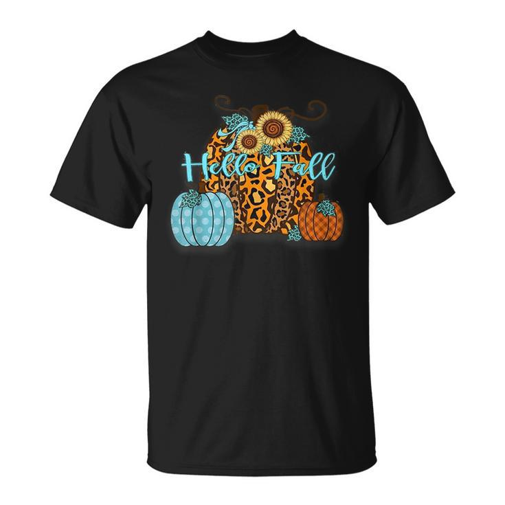 Pumpkin Spice Cozy Night Halloween Hello Fall Cheetah Flower  Unisex T-Shirt