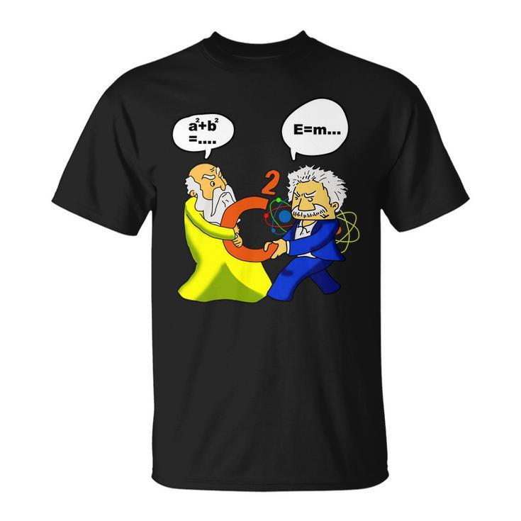 Pythagoras Vs Einstein Funny Math Science Tshirt Unisex T-Shirt