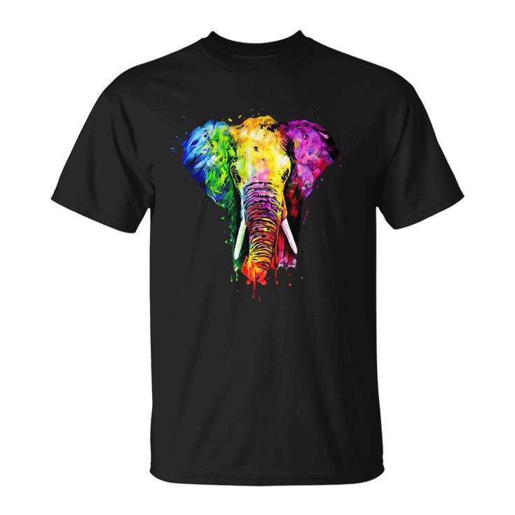 Rainbow Elephant Art Cute Gift Unisex T-Shirt