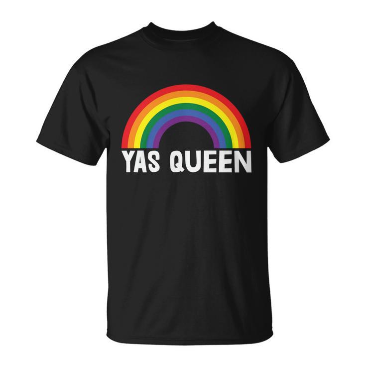 Rainbow Yas Queen Lgbt Gay Pride Lesbian Bisexual Ally Quote Unisex T-Shirt