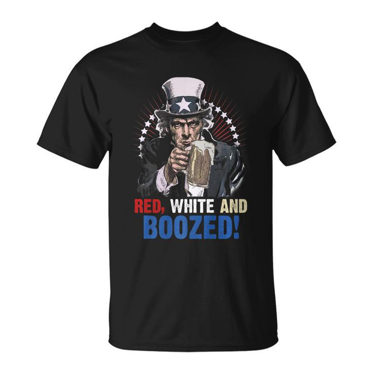 Red White And Boozed 4Th Of July Uncle Sam Unisex T-Shirt