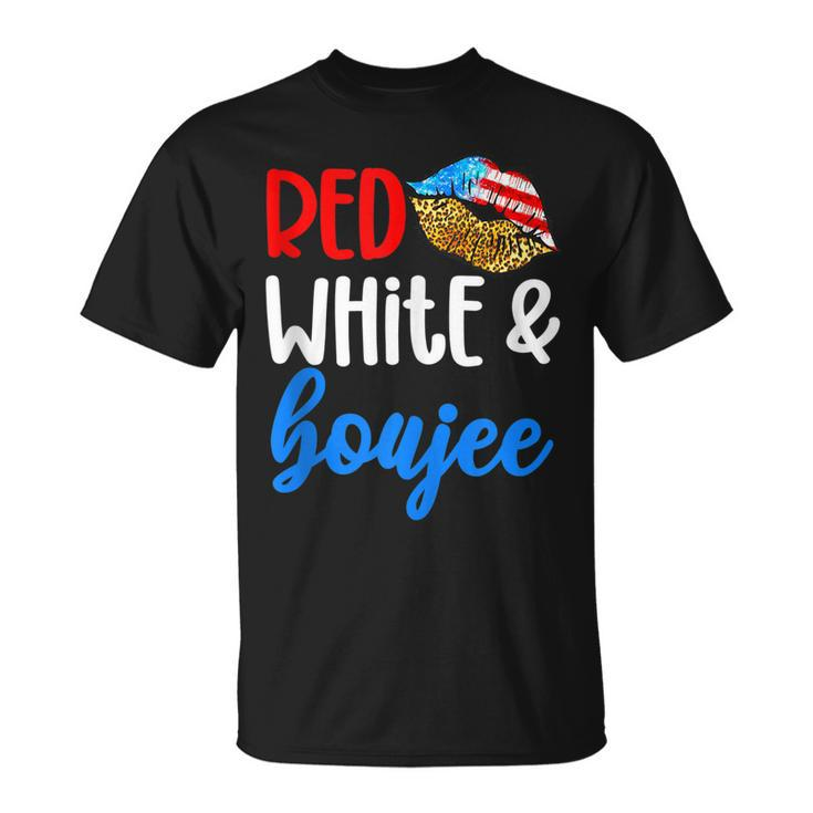 Red White And Boujee Funny 4Th Of July American Flag Lips  Unisex T-Shirt