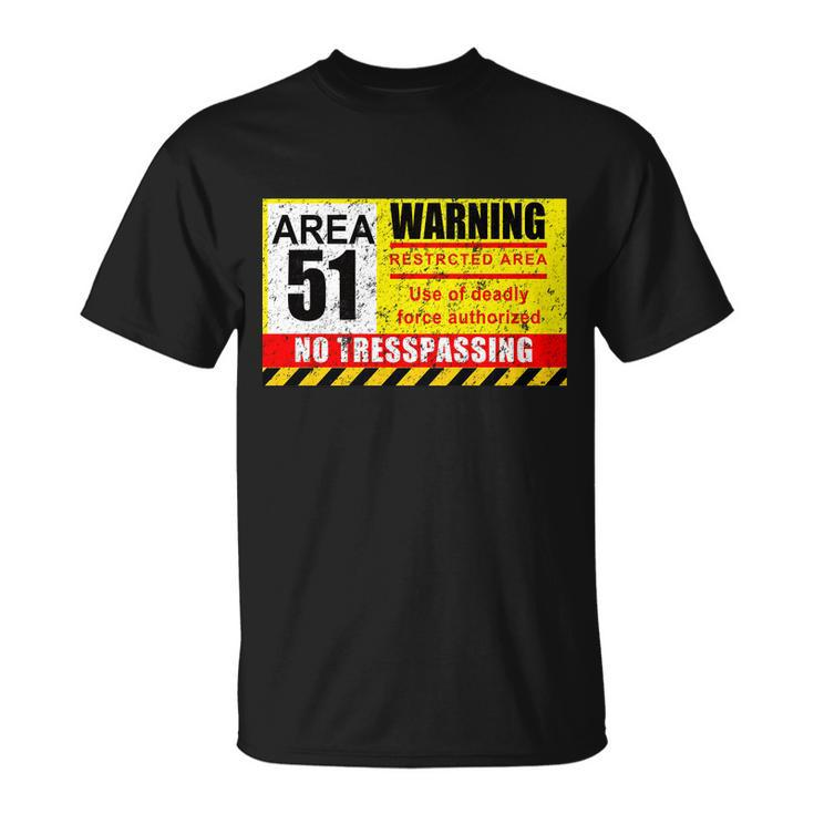 Restricted Area 51 No Trespassing Funny Unisex T-Shirt