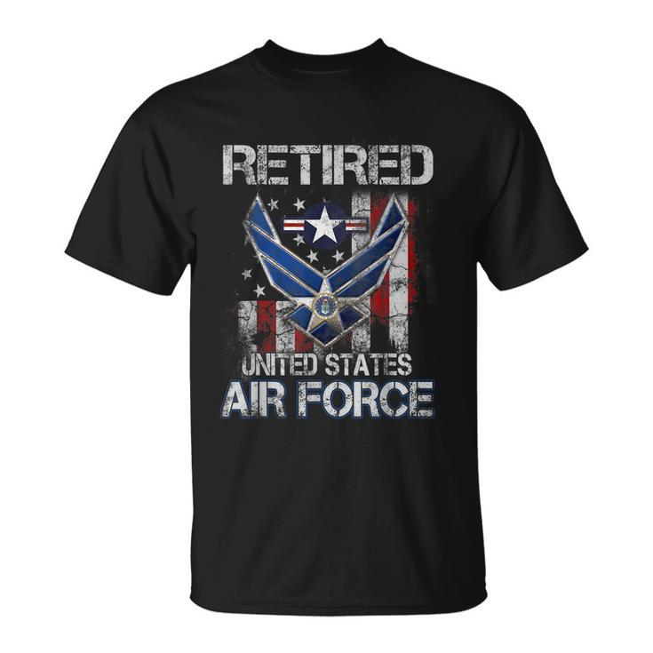 Retired Us Air Force Veteran Usaf Veteran Flag Vintage Tshirt Unisex T-Shirt