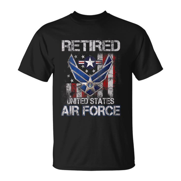 Retired Us Air Force Veteran Usaf Veteran Flag Vintage V2 Unisex T-Shirt